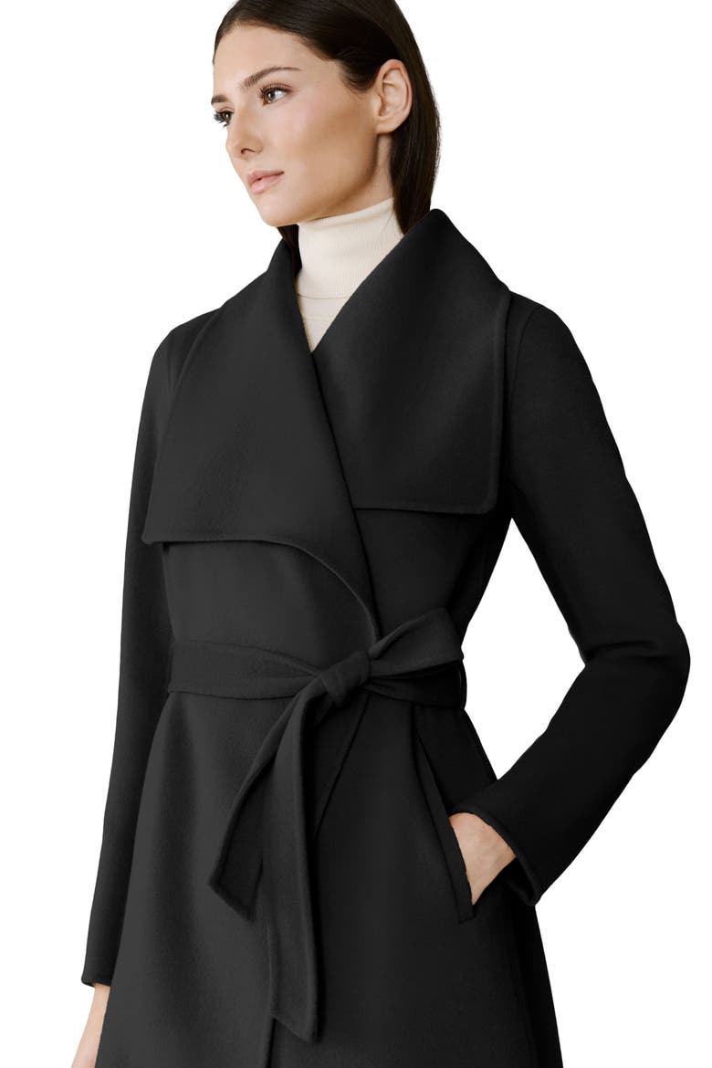 Britta Cascade Collar Wool Blend Coat, Alternate, color, BLACK