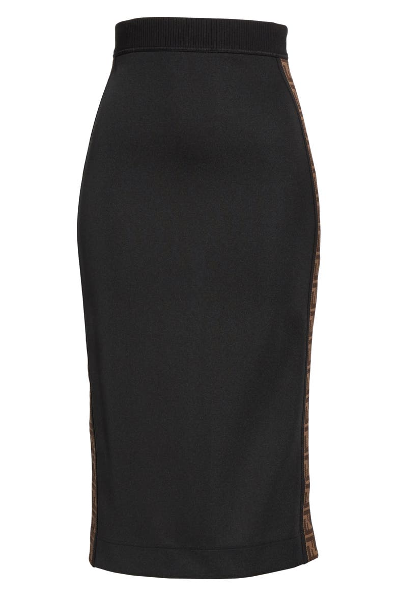 Logo Stripe Jersey Pencil Skirt, Alternate, color, BLACK