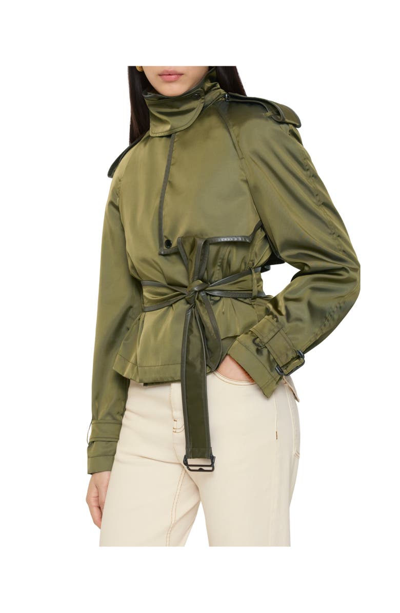 Burberry Short Nylon Blend Trench Coat, Alternate, color, Tent Green