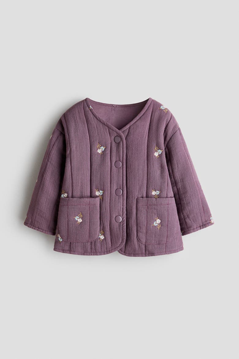 Embroidery-detail Jacket, Alternate, color, Purple/floral