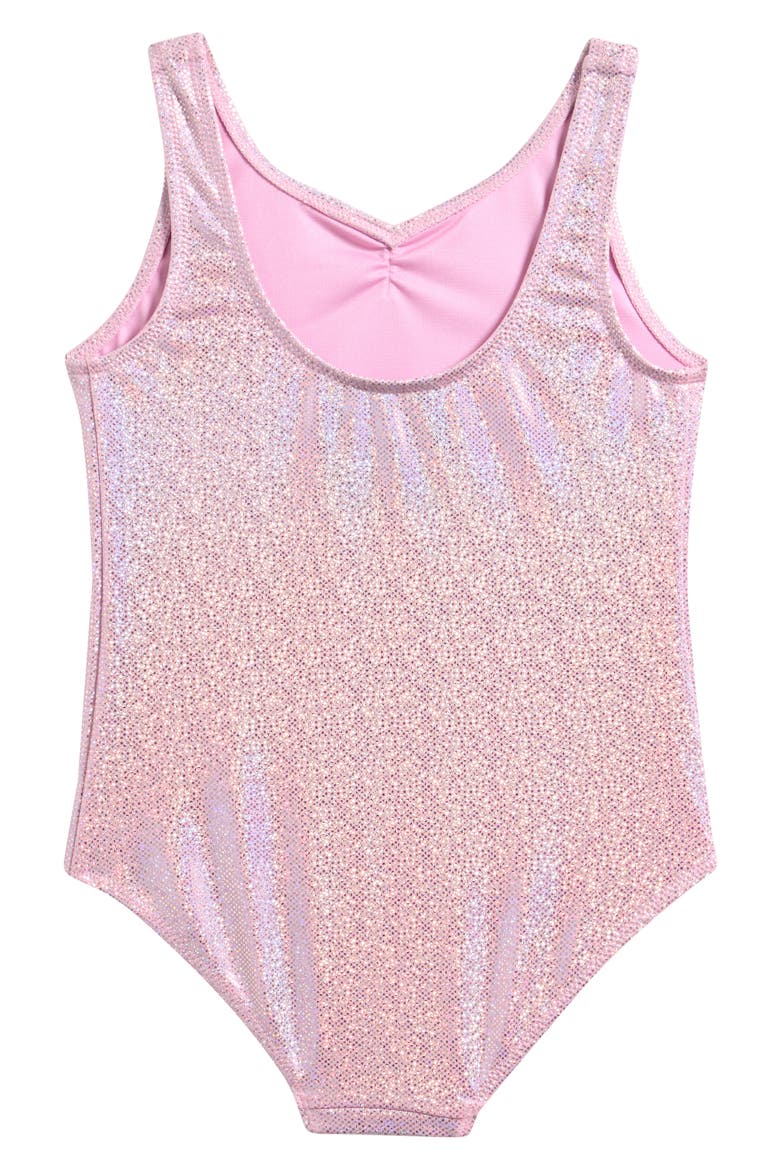Kids' Metallic One-Piece Swimsuit, Alternate, color, LIGHT PINK