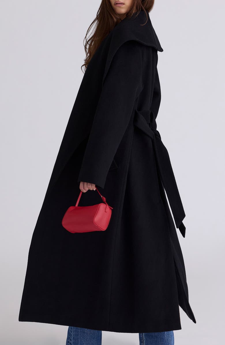 HOUSE OF CB Cocoon Wool Blend Shawl Collar Coat, Alternate, color, Black