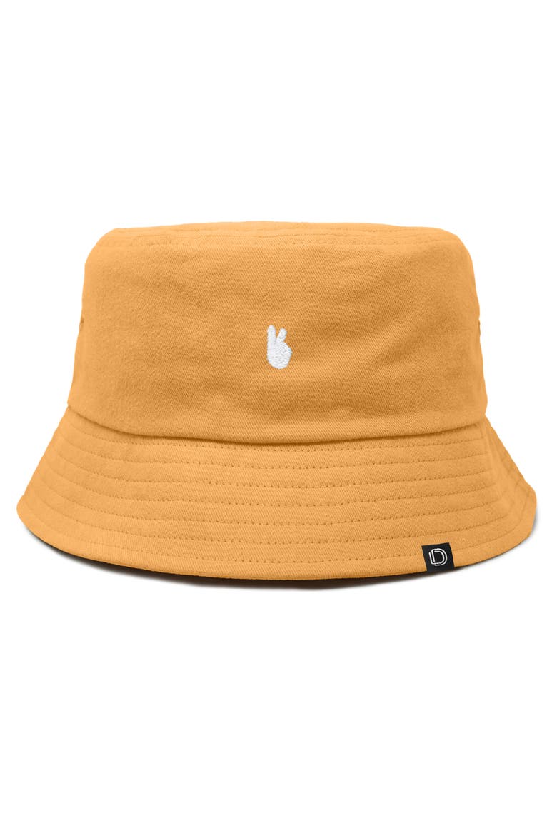 Womens Lil Peace Sign Cotton Bucket Hat, Main, color, Golden Cream
