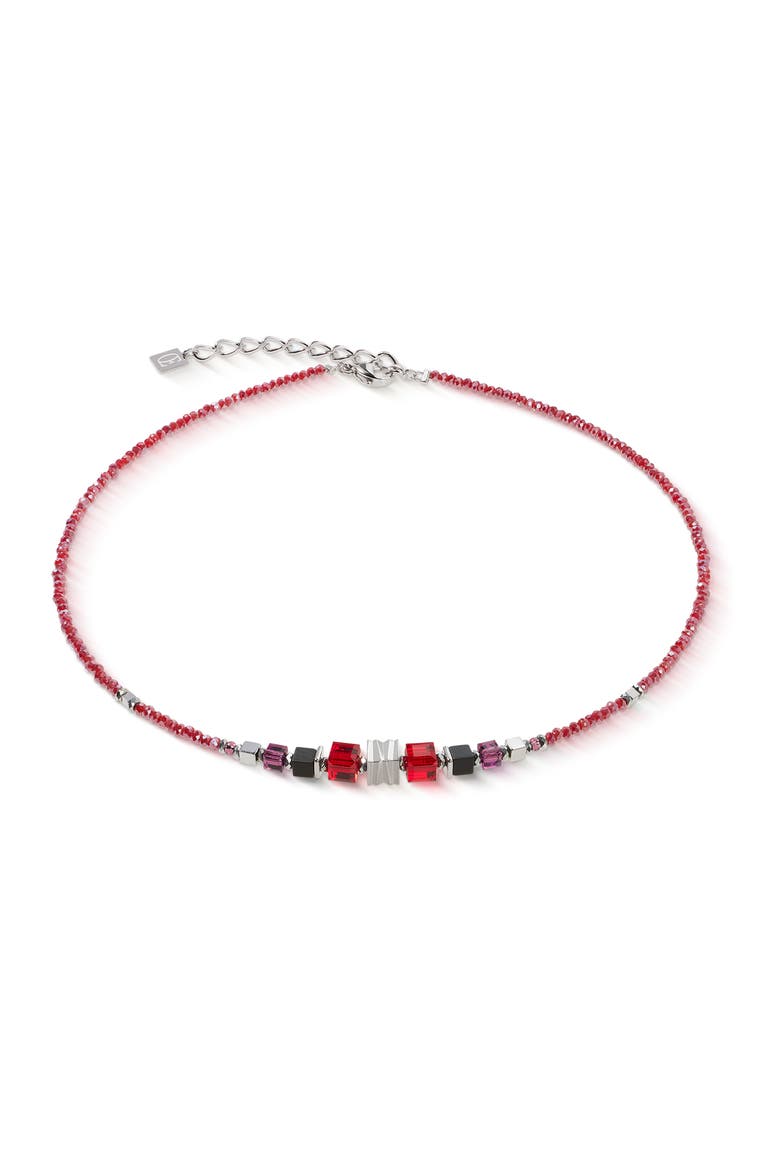 Wave Cube Flow Silver Necklace, Main, color, Red