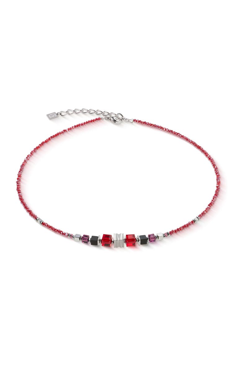 COEUR DE LION Wave Cube Flow Silver Necklace, Main, color, Red