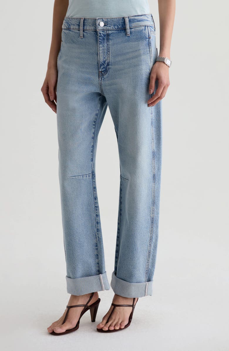 AG Mercer Cuffed High Waist Barrel Jeans, Alternate, color, Highway 29