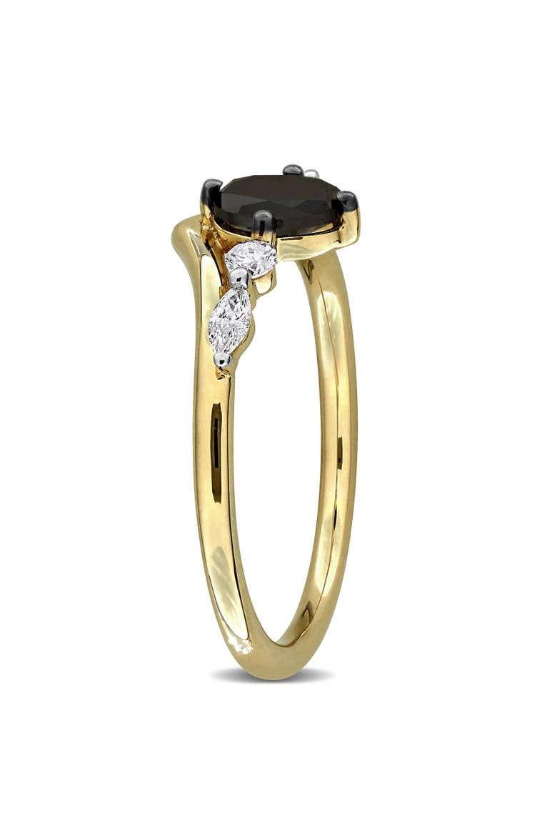 Black & White Diamond Oval Chevron Ring 14k, Alternate, color, 14k Yellow Gold
