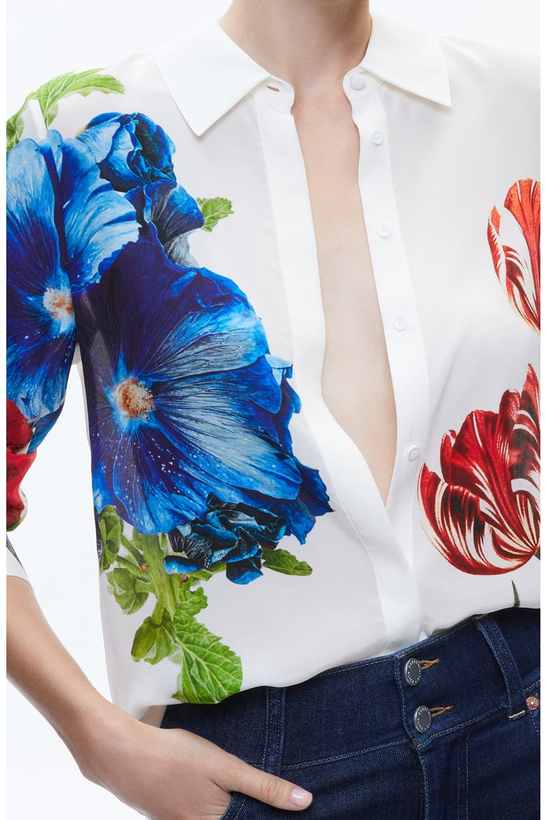 Willa Floral Silk Button-Up Shirt, Alternate, color, LE PARISIEN