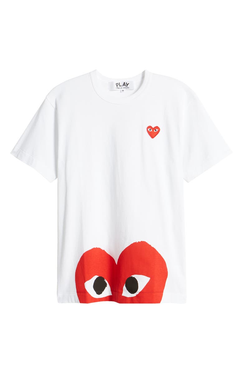 Comme des Garçons PLAY Half Red Heart Graphic T-Shirt, Alternate, color,