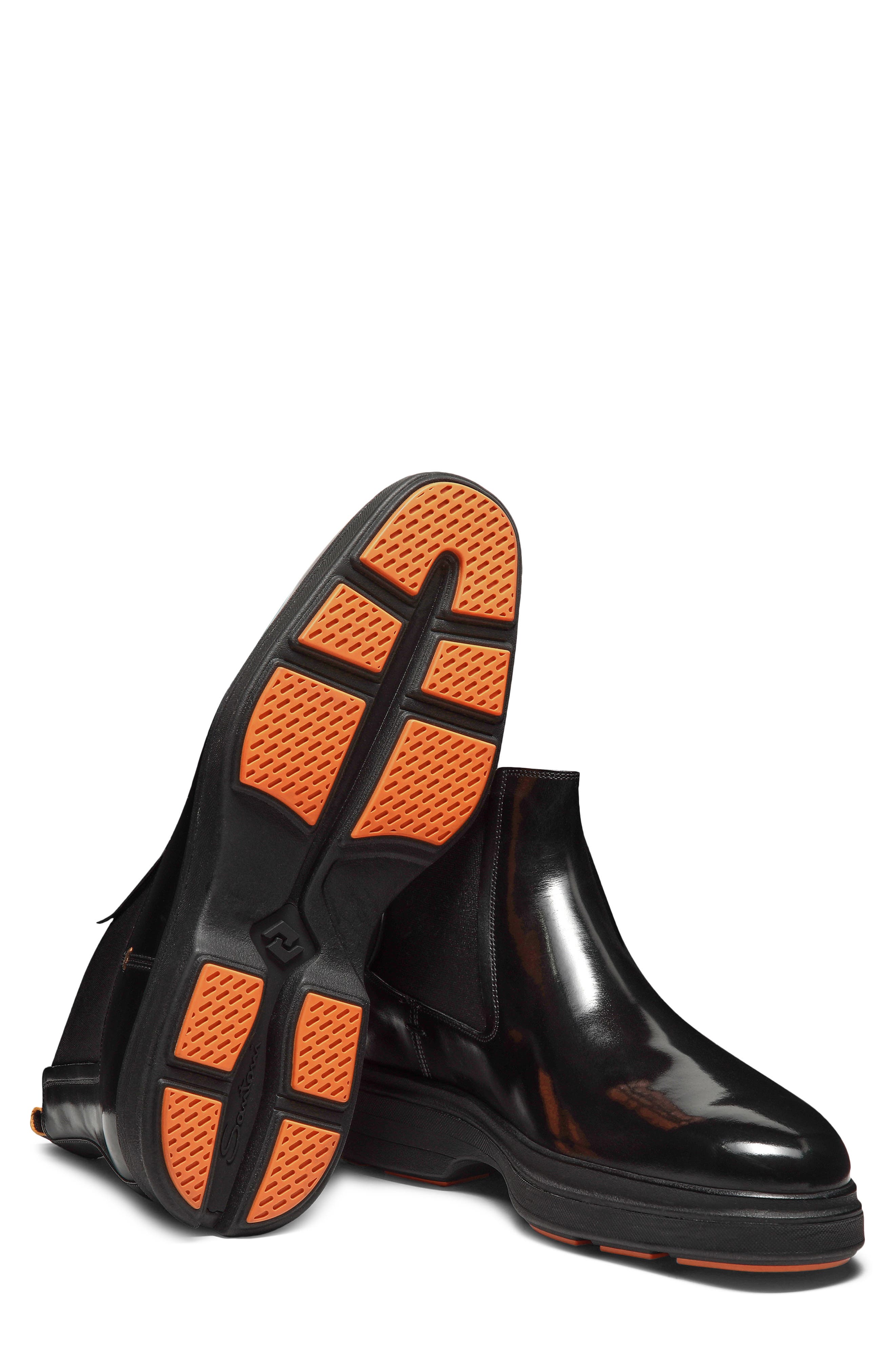 Santoni Lug Sole Chelsea Boot, Alternate, color, Black-N01