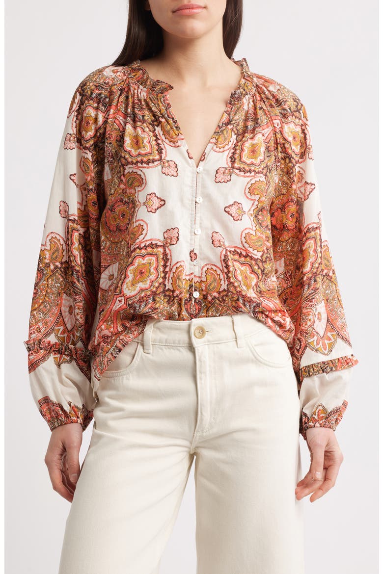 Alicia Paisley Print Organic Cotton Voile Peasant Top, Main, color, FOULARD PAISLEY PRINT
