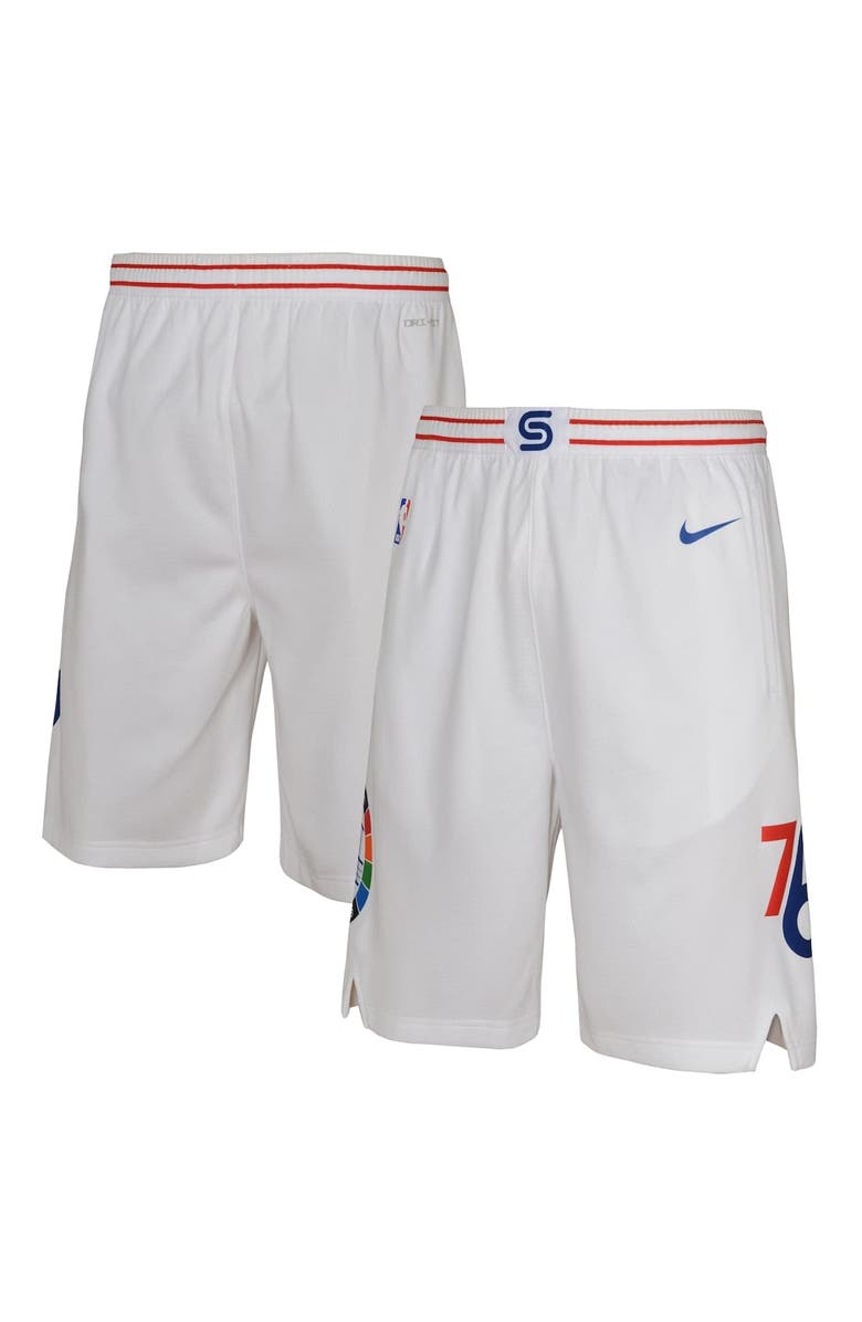 Nike Youth Nike  White Philadelphia 76ers 2024/25 City Edition Swingman Performance Shorts, Alternate, color, 