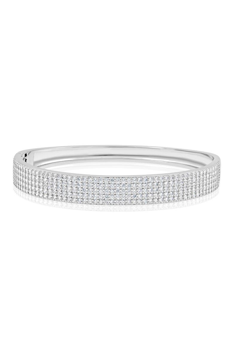 Five Row Pavé Bangle Bracelet, Alternate, color, SILVER
