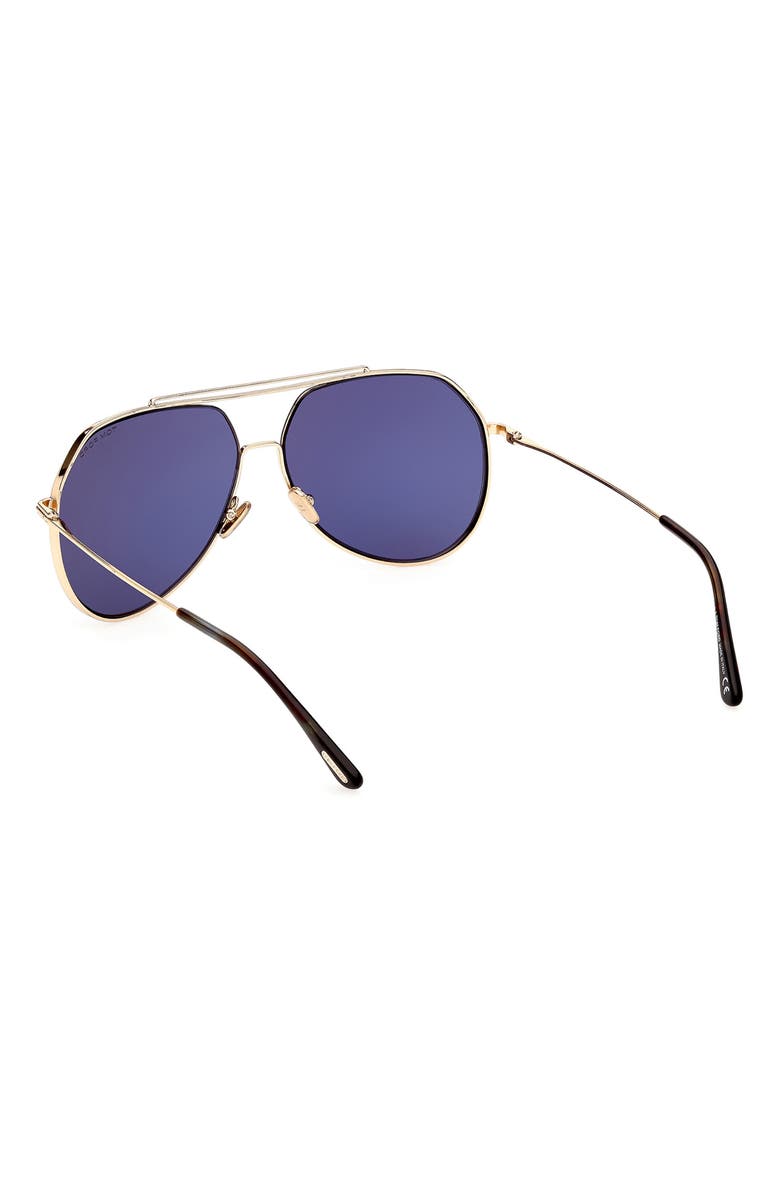 TOM FORD Liam 61mm Navigator Sunglasses, Alternate, color, Shiny Rose Gold / Blue