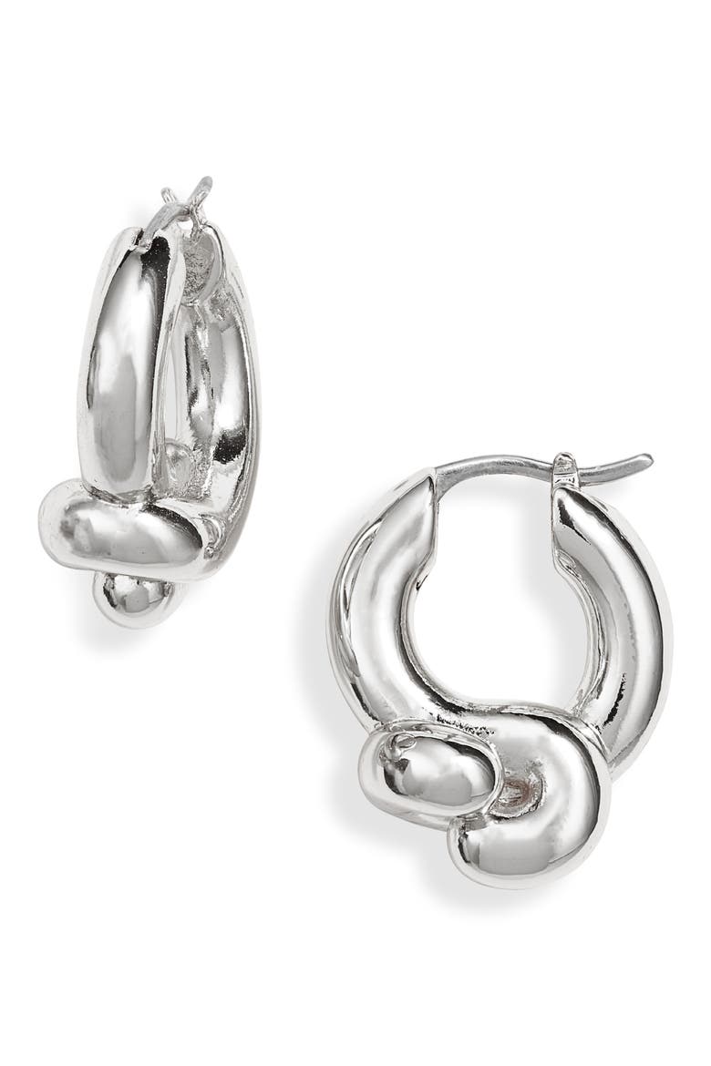 Maeve Knotted Hoop Earrings, Main, color, HIGH POLISH SILVER