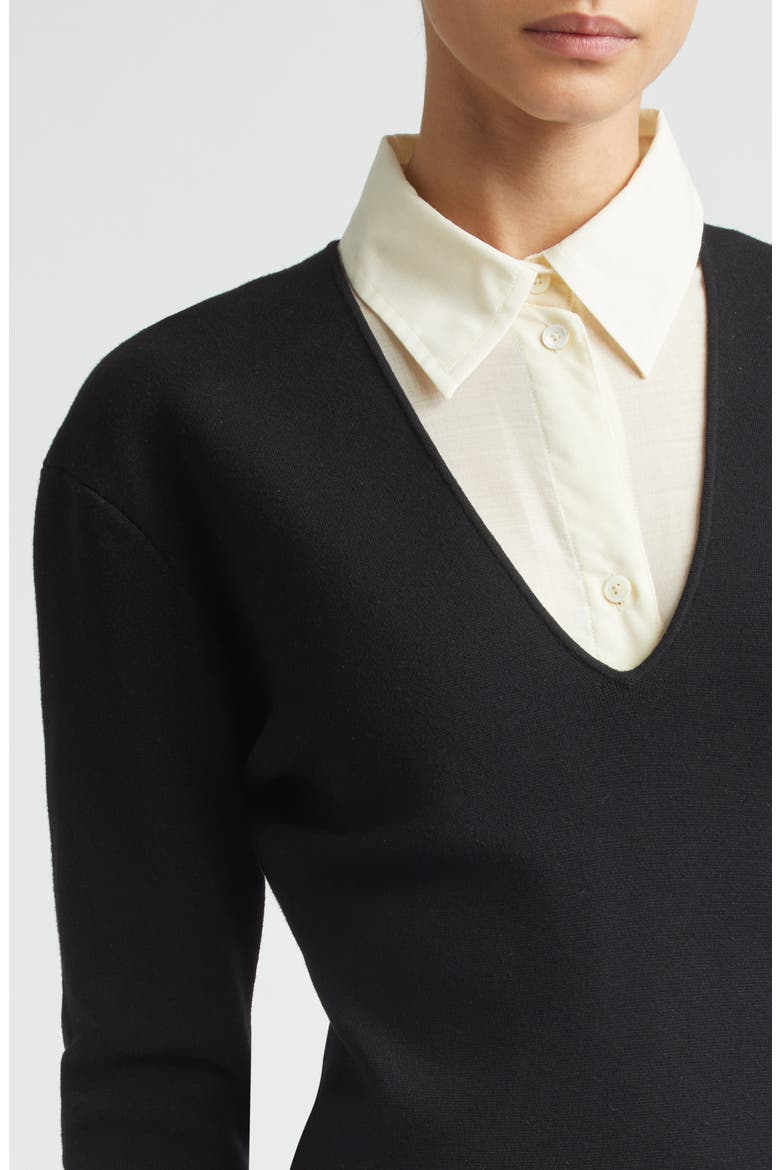 Compact Knit V-Neck Sweater, Alternate, color, BLACK