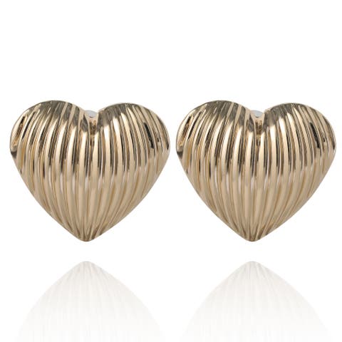 Ribbed Heart Button Earrings