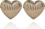 BCBG Generation Ribbed Heart Button Earrings