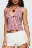 Princess Polly Isolda Check Crop Halter Top