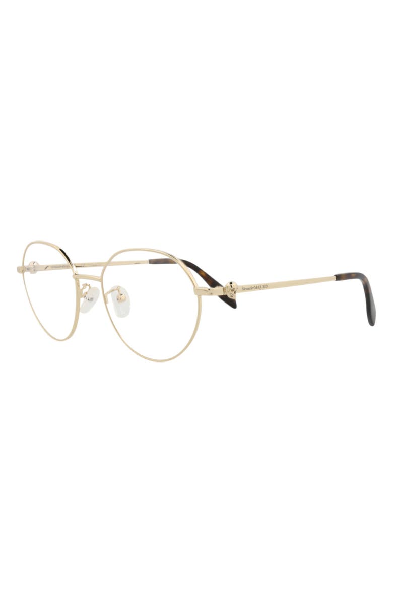 McQueen 53mm Round Sunglasses, Alternate, color, Gold Gold Transparent