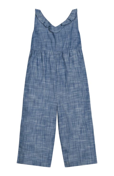 Baby Girls' Organic Ruffle Neck Jumpsuit, Infant