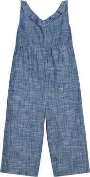 Hope & Henry Baby Girls' Organic Ruffle Neck Jumpsuit, Infant
