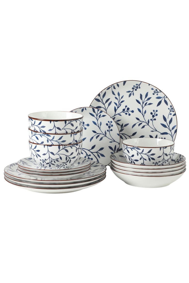 Palace Suite Stoneware Dinnerware Set, Main, color, Blue/White
