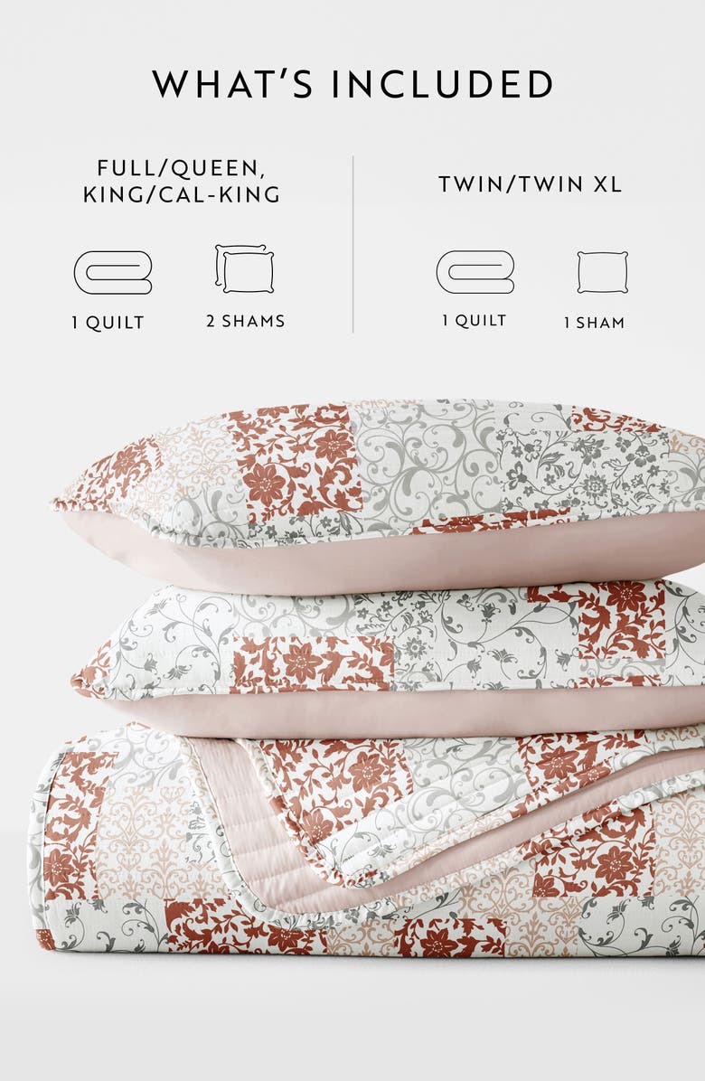 IENJOY HOME 3-Piece Scroll Print Quilt Set - Queen, Alternate, color, Blush