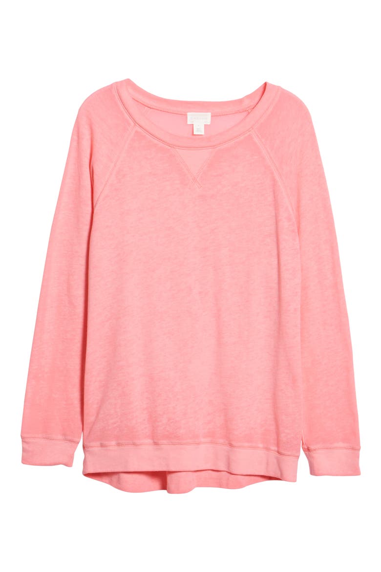 Burnout Sweatshirt, Alternate, color, PINK GERANIUM