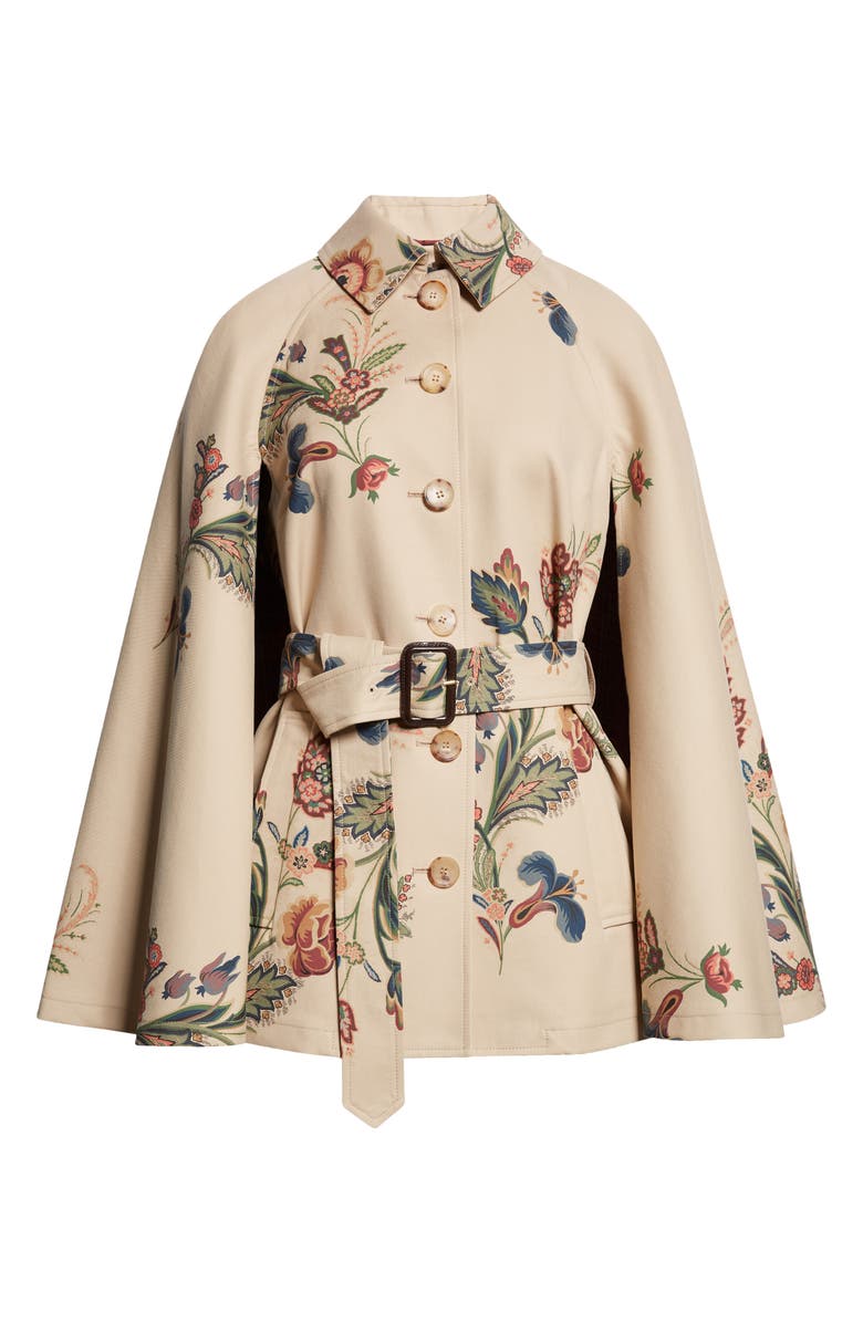 Etro Paisley Cape Trench Coat, Alternate, color,