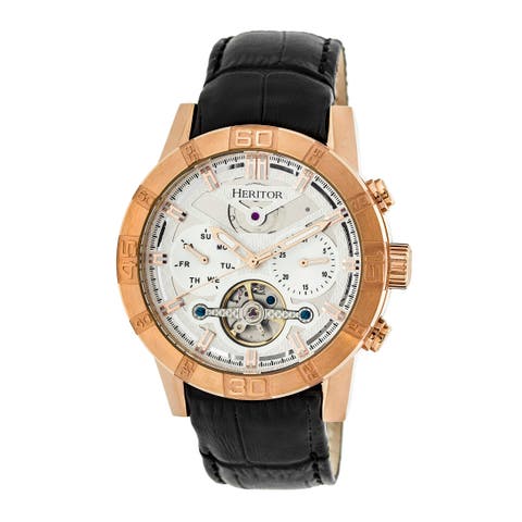 Hannibal Semi-Skeleton Leather-Band Watch