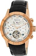 Heritor Automatic Hannibal Semi-Skeleton Leather-Band Watch