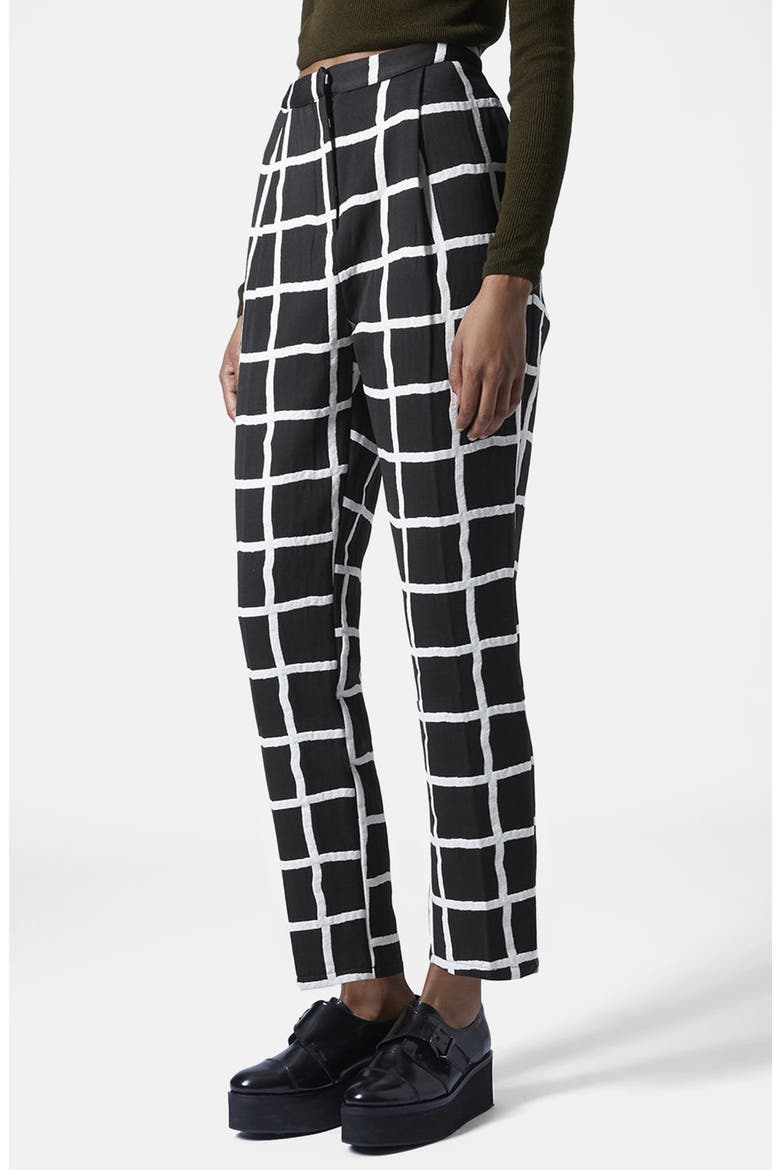 Windowpane Peg Trousers, Main, color, BLACK