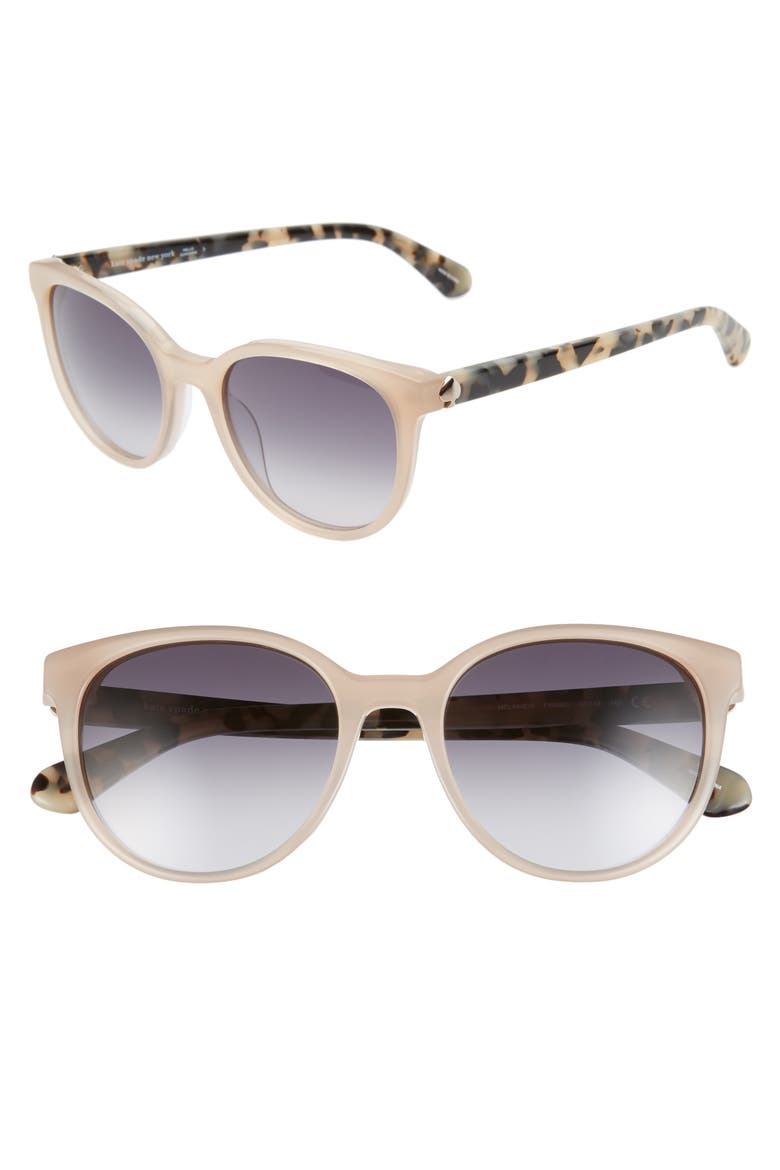 melanie 52mm round sunglasses, Main, color, NUDE/ DKGREY GRADIENT