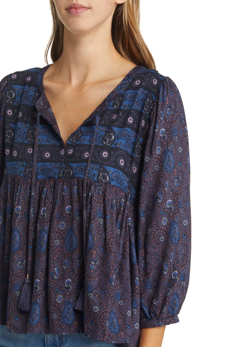 Lucky Brand Paisley Peasant Top, Alternate, color, 