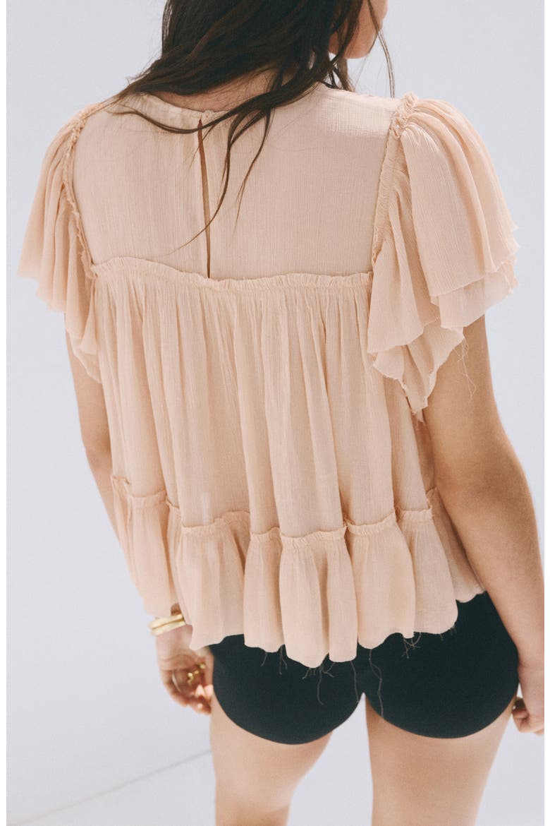 Ruffled Embroidered Blouse, Alternate, color, PINK