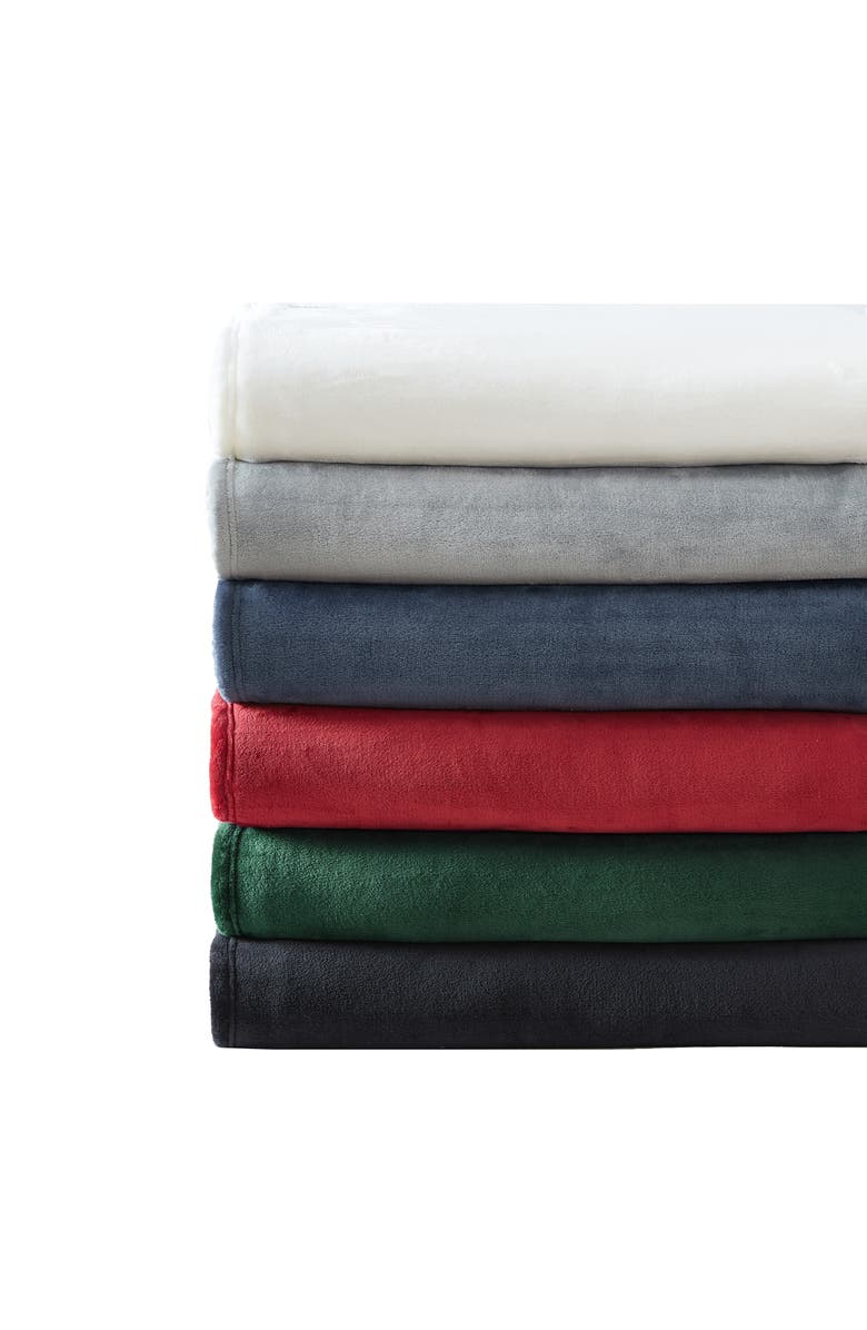 Nautica Solid Fleece Throw Blanket, Alternate, color, Black