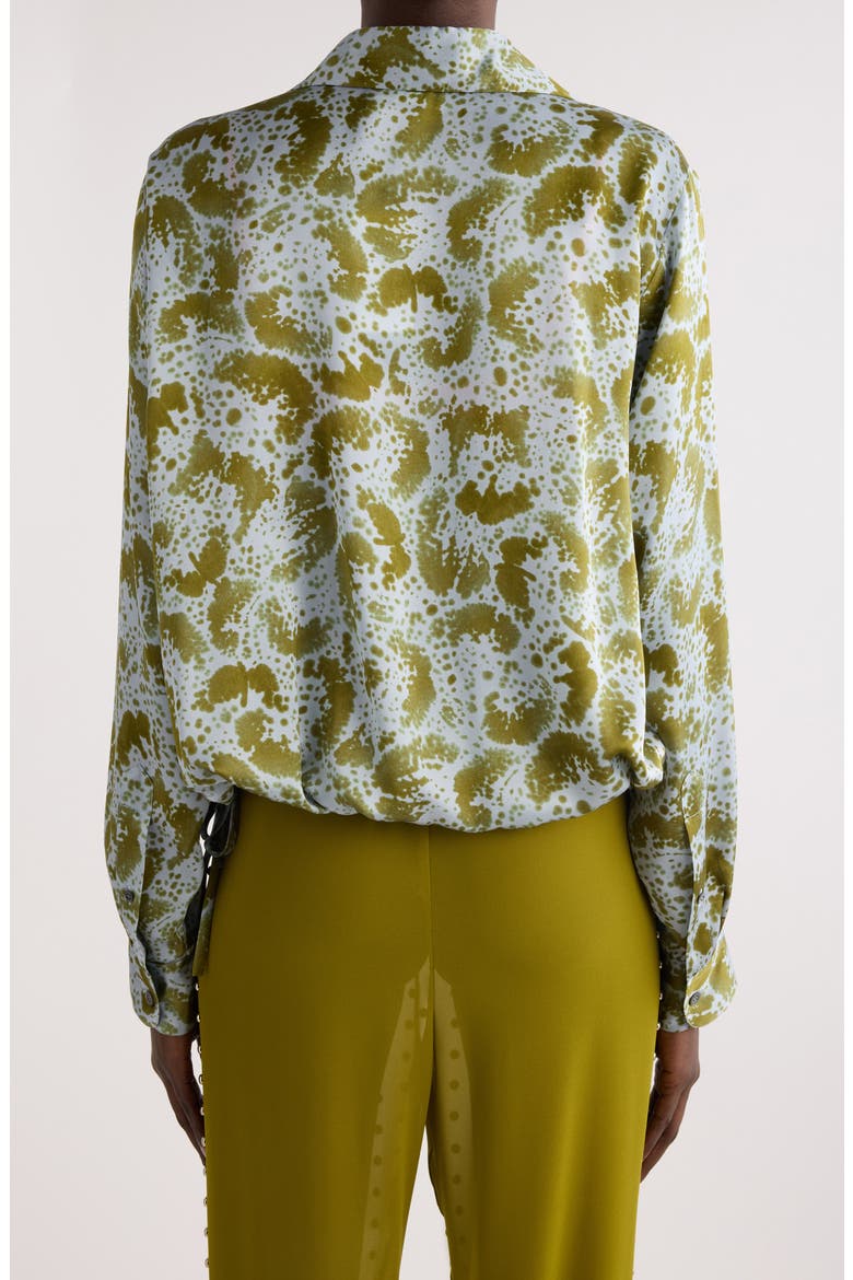 Cedal Orchid Petal Print Silk Wrap Top, Alternate, color, KHAKI