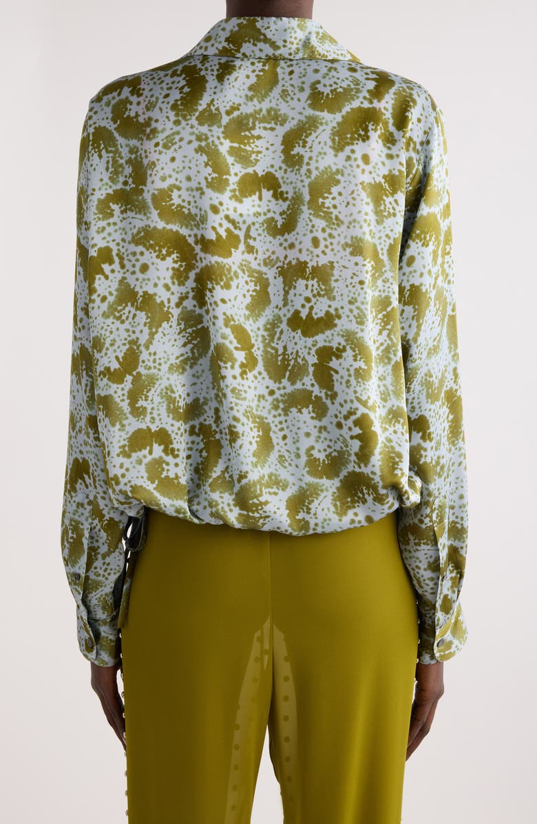 Dries Van Noten Cedal Orchid Petal Print Silk Wrap Top, Alternate, color, Khaki