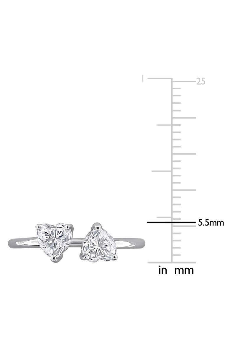 Moissanite Dual Heart Ring, Alternate, color, WHITE