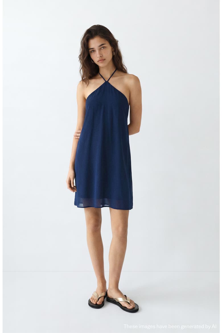 Halter Minidress, Alternate, color, NAVY