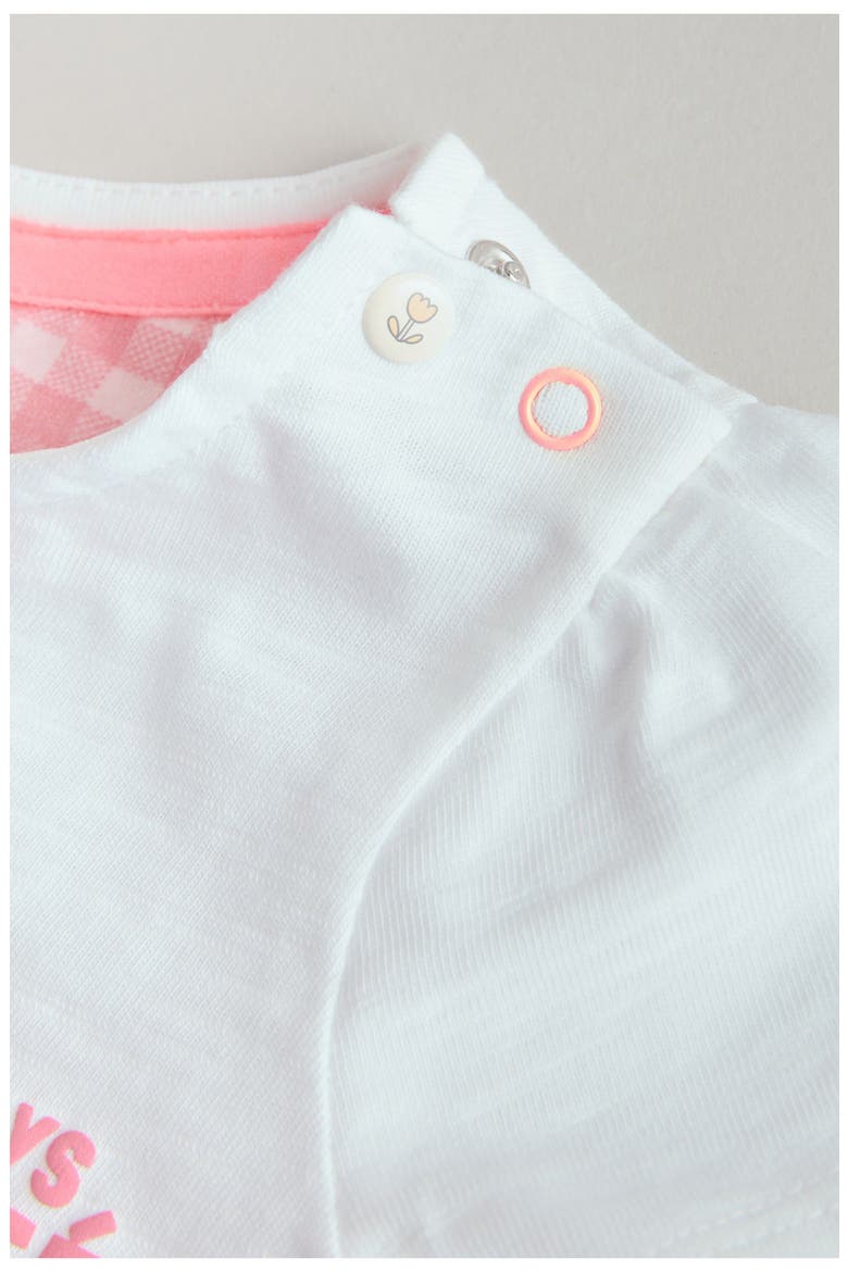 Graphic T-Shirt & Gingham Pants Set, Alternate, color, WHITE