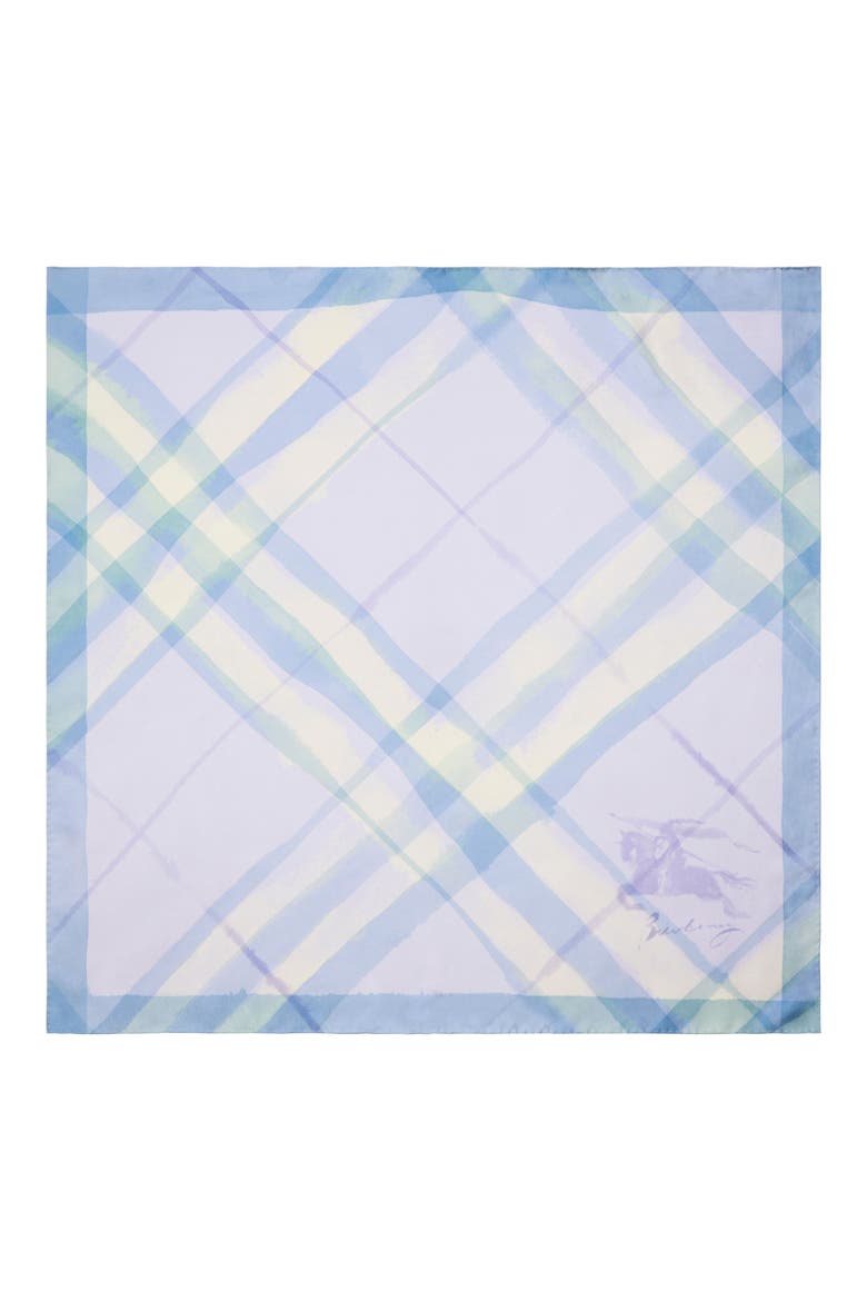 Watercolor Check EKD Silk Twill Square Scarf, Alternate, color, LILAC PURPLE