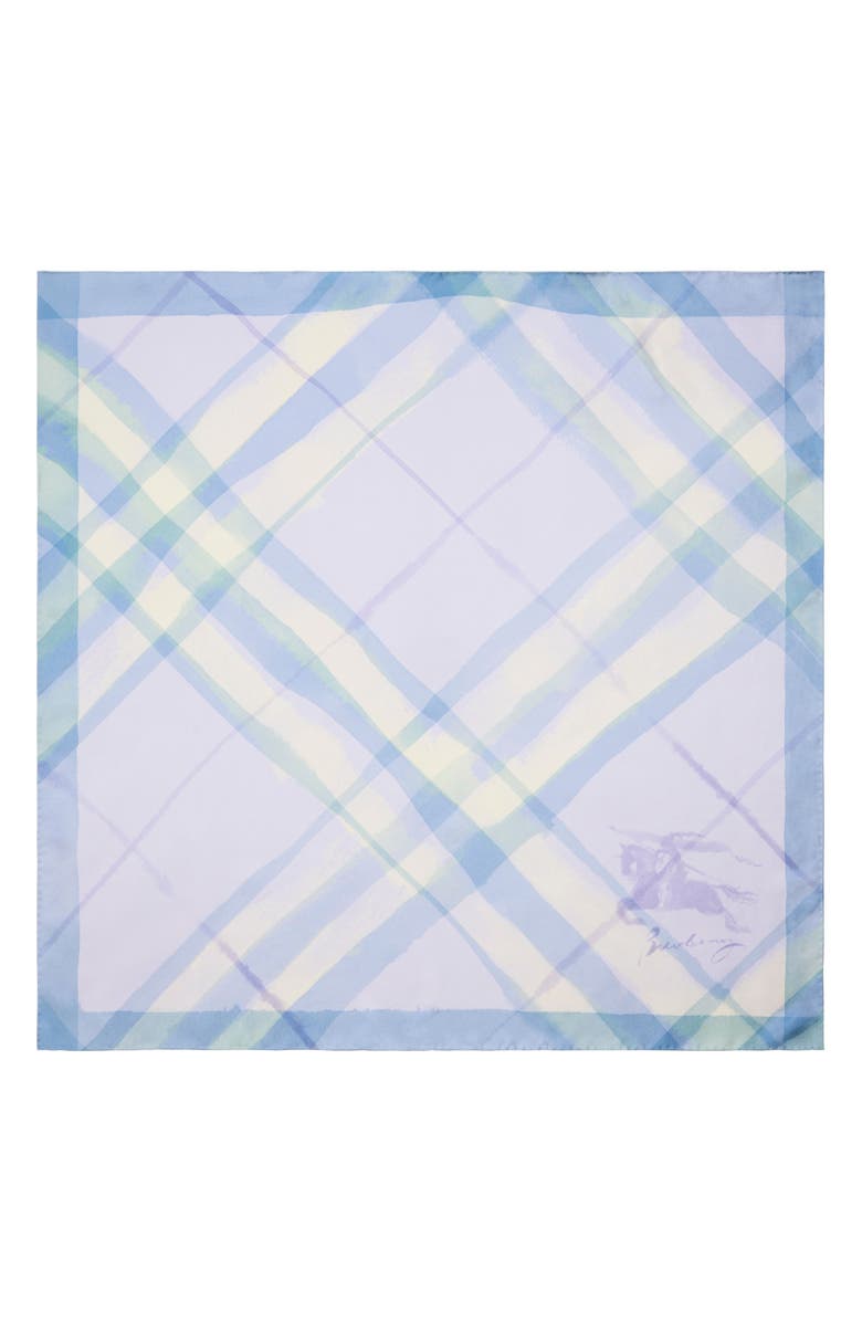 Burberry Watercolor Check EKD Silk Twill Square Scarf, Alternate, color, Lilac Purple