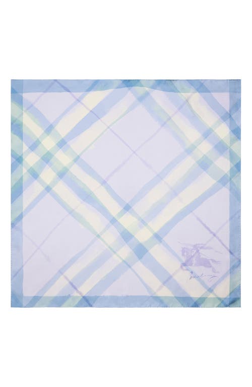 Burberry Watercolor Check Ekd Silk Twill Square Scarf In Blue