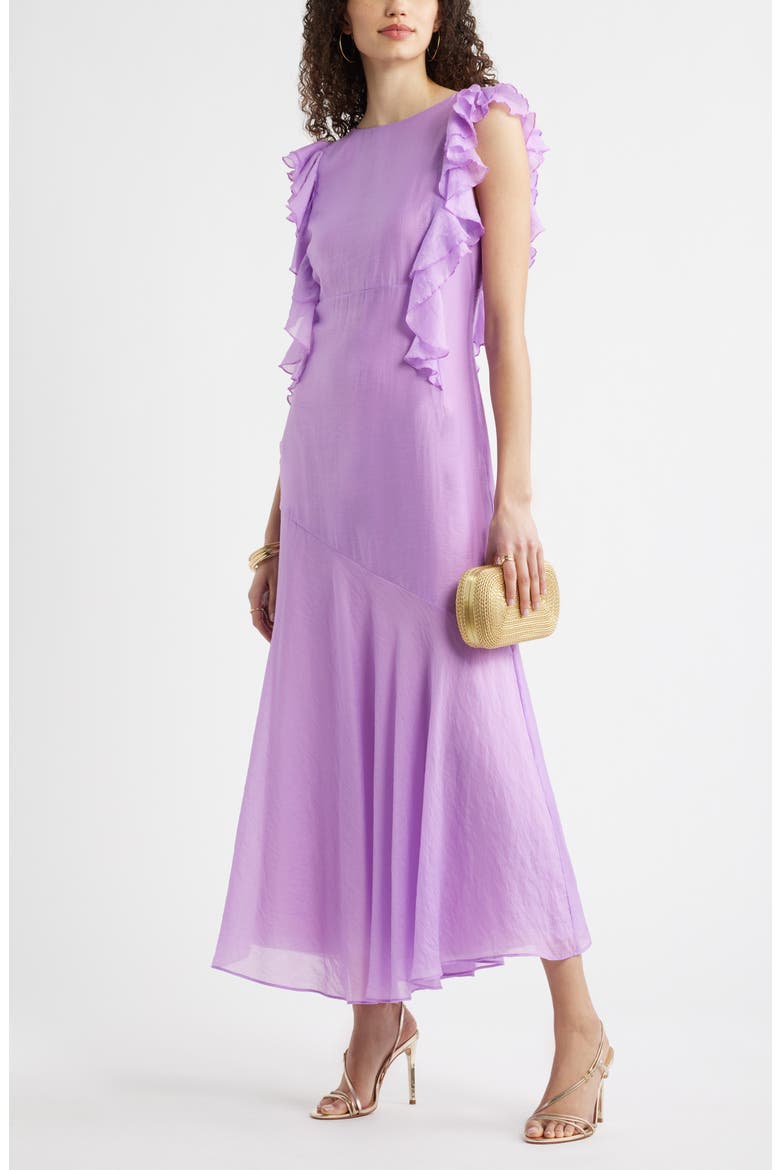 Flutter Sleeve Maxi Dress, Alternate, color, PURPLE SPECTRE
