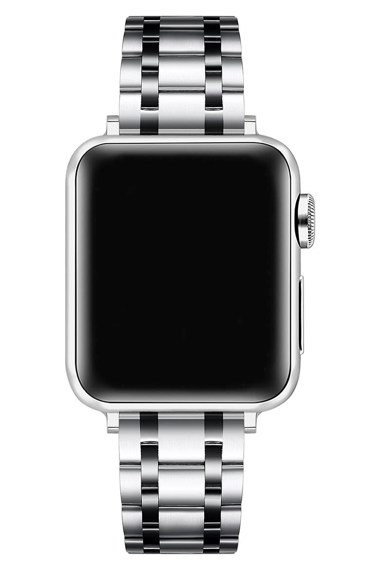 Ethan Apple Watchband, Alternate, color, SILVER/ BLACK