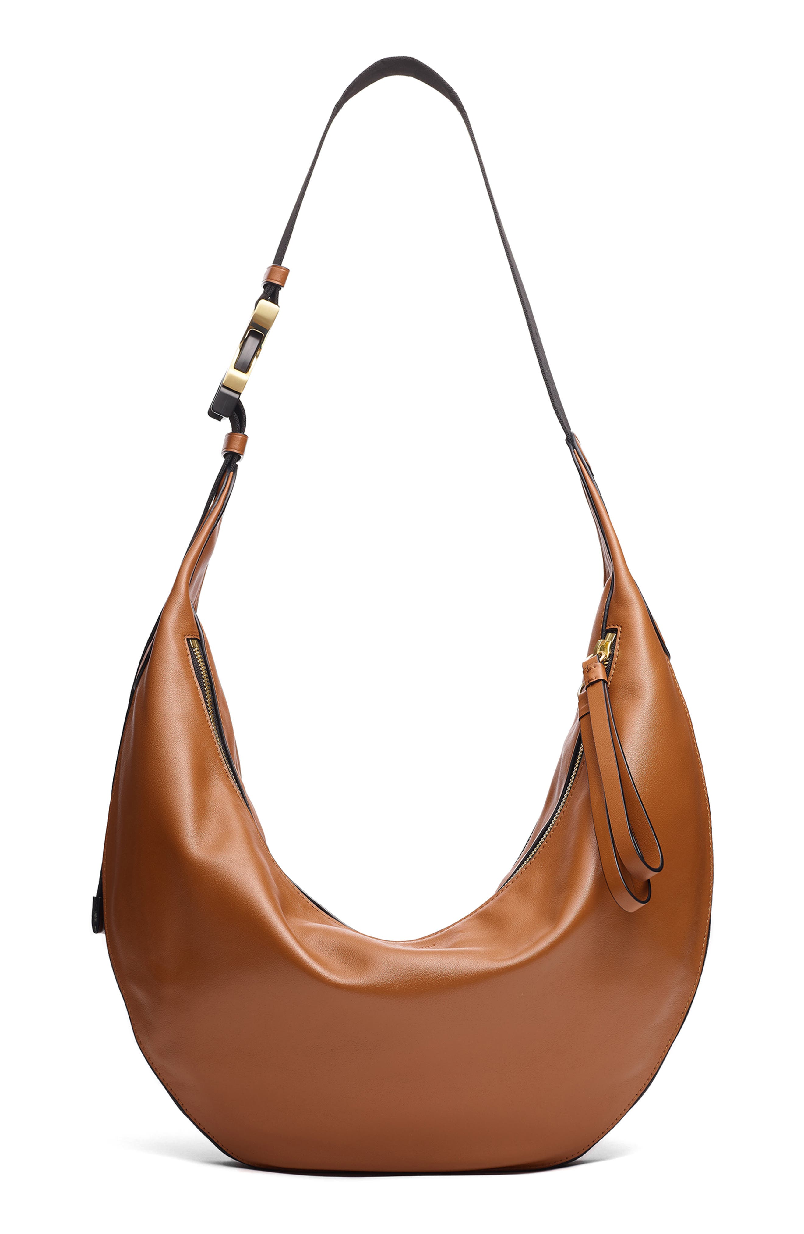Riser Leather Hobo, Main, color, BROWN
