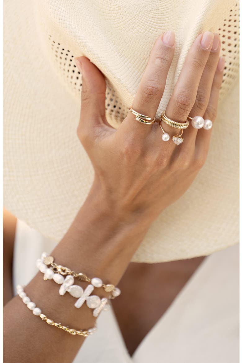 Freshwater Favorites Set of 2 Pearl Bracelets, Alternate, color, GOLD