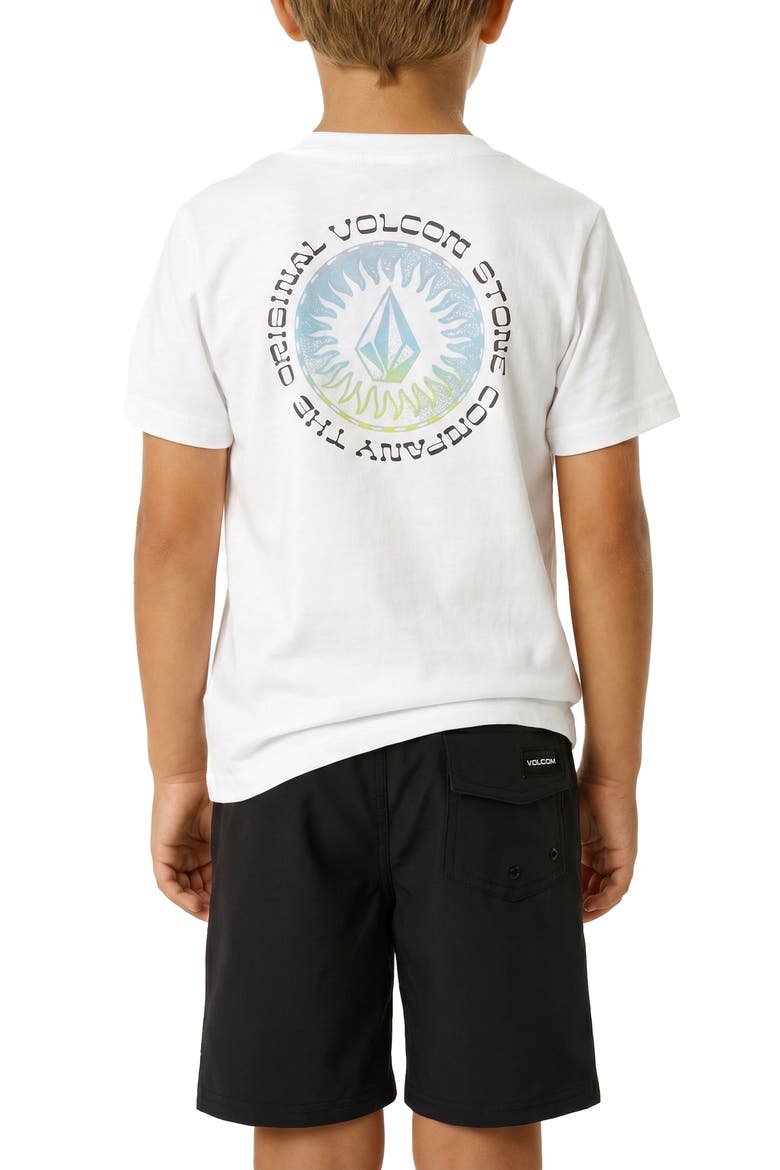Kids' Ombré Stone Rashguard T-Shirt & Swim Shorts Set, Alternate, color, WHITE